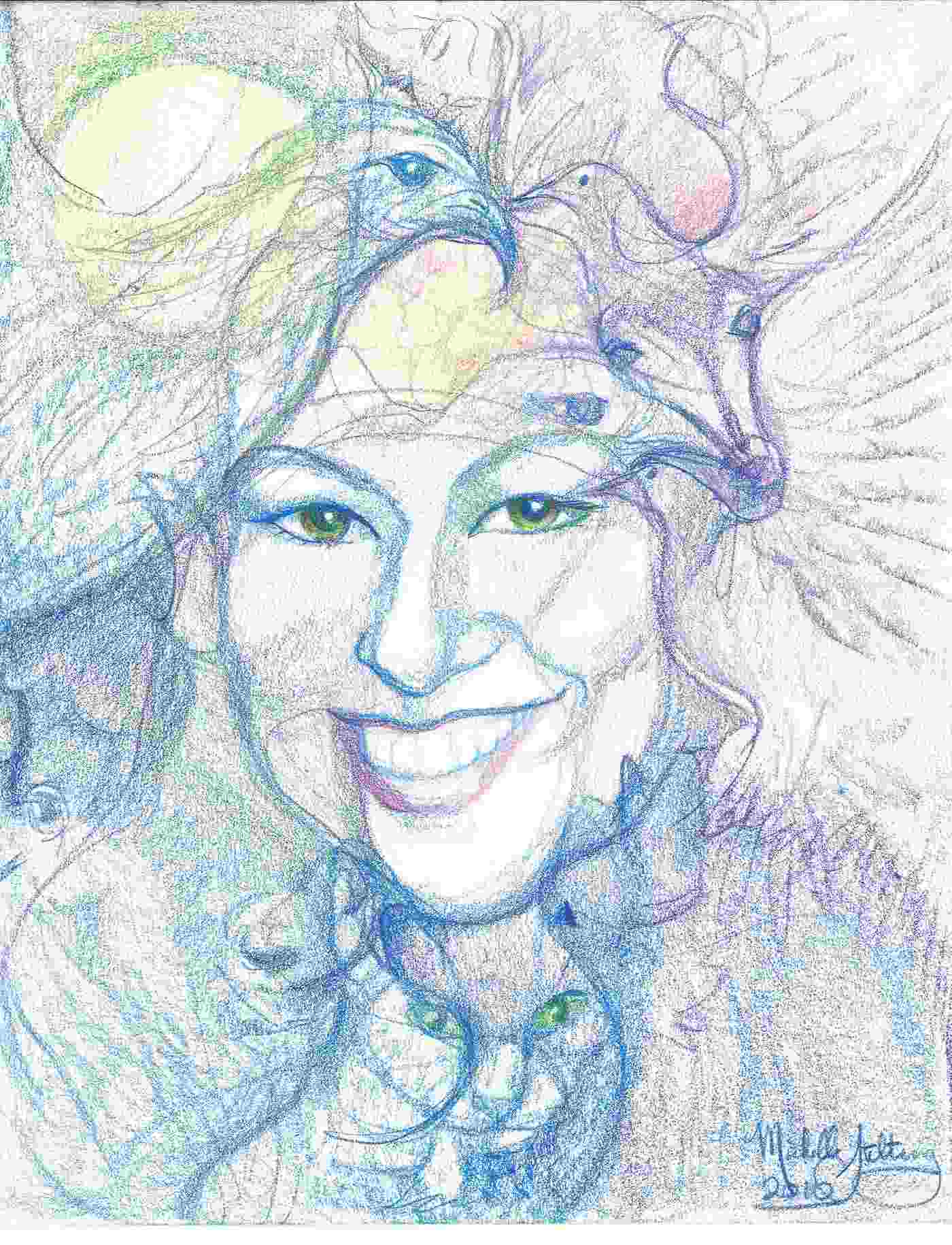 Intuitive portrait by Michelle of my animal totems and spirit guides